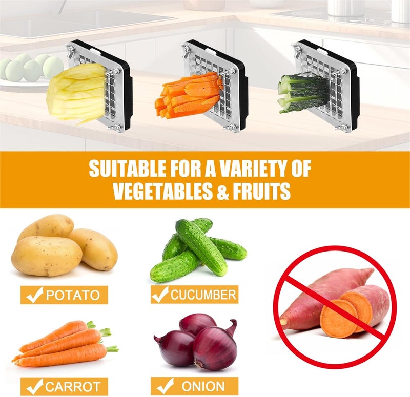 Fstcrt Electric French Fry Cutter, Commercial Automatic French Fry Cutter, Stainless Steel Potato Cutter with 1/2-Inch & 3/8-Inch Blade, Electric Potato Cut Machine for Restaurants & Home Kitchen - Image 4